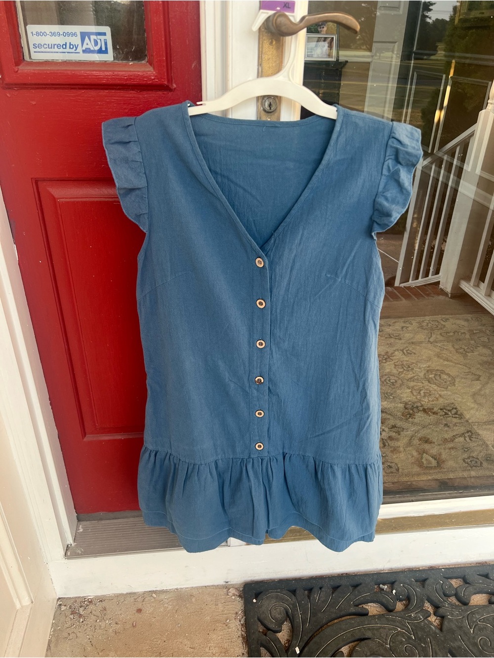 Blue Ruffle Sleeve Peplum Dress - Picture 2 of 9